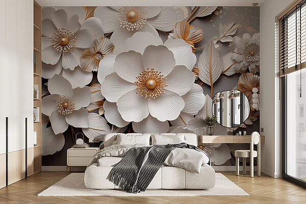 Elegant floral design in soft tones Wall murals Elegant floral design in soft tones