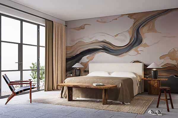 White and black swirls on a white surface Wall murals White and black swirls on a white surface