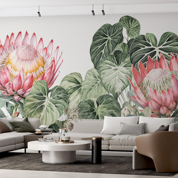 Vibrant blooms among lush foliage Wall murals Vibrant blooms among lush foliage