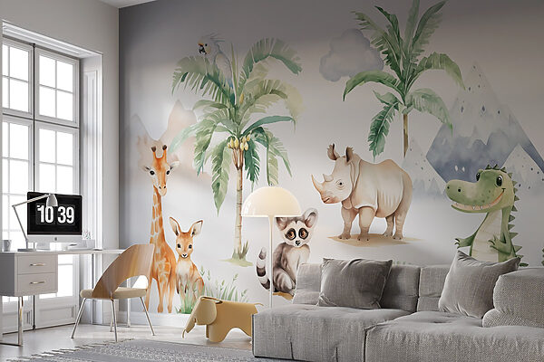 Group of animals in a forest Wall murals Group of animals in a forest