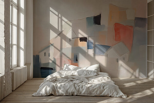 Painting of houses in different colors Wall murals Painting of houses in different colors