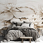 Wall murals Drawing of lily pads and water lilies