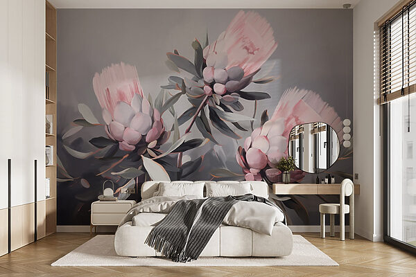 Painting of pink flowers Wall murals Painting of pink flowers