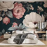 Wall murals Floral pattern with white and pink flowers