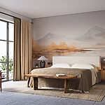 Wall murals Water and mountains in the distance