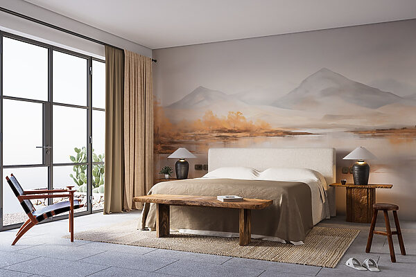 Water and mountains in the distance Wall murals Water and mountains in the distance