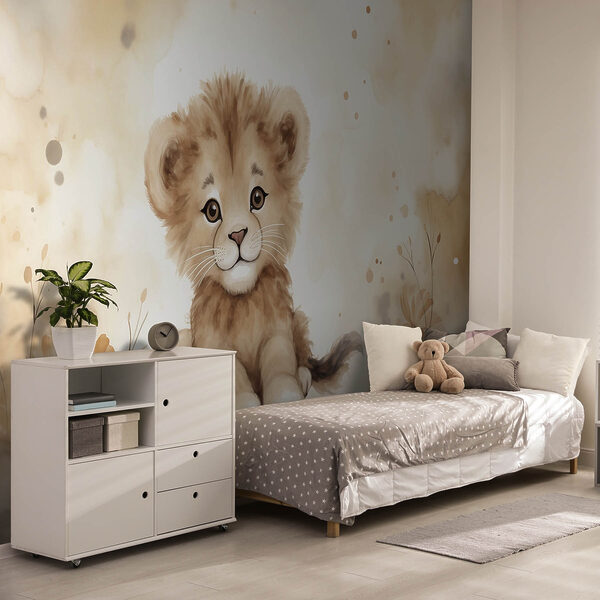 Watercolor of a lion cub Wall murals Watercolor of a lion cub