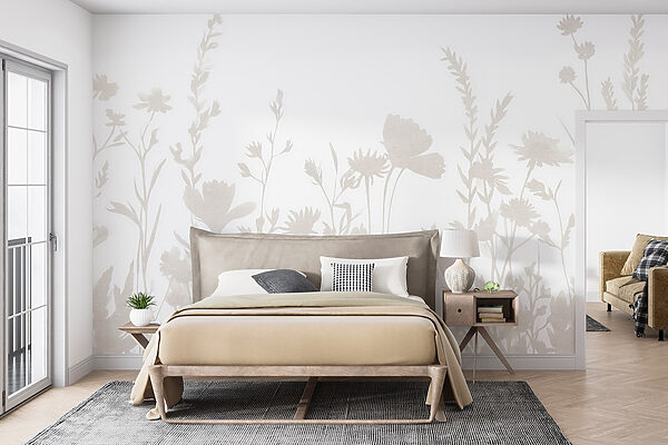 White background with flowers Wall murals White background with flowers