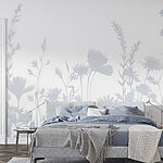 Wall murals White flower silhouettes