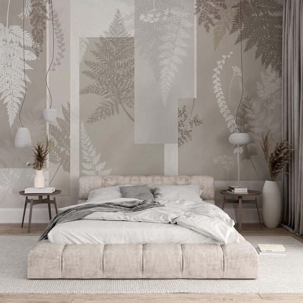 Grey and white floral pattern Wall murals Grey and white floral pattern