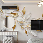 Wall murals Delicate leaves on a white backdrop