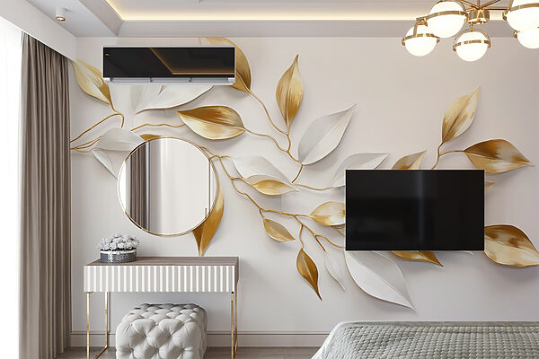 Delicate leaves on a white backdrop Wall murals Delicate leaves on a white backdrop