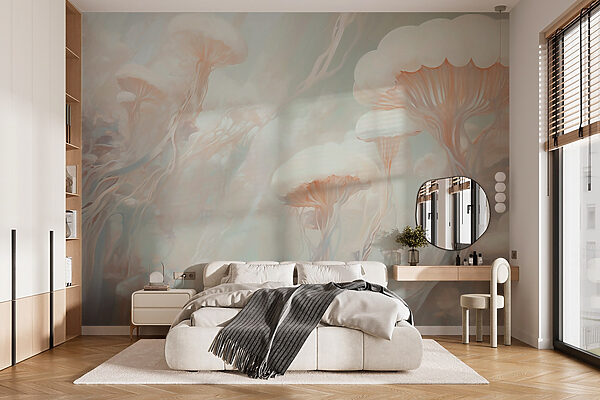 Group of white mushrooms Wall murals Group of white mushrooms