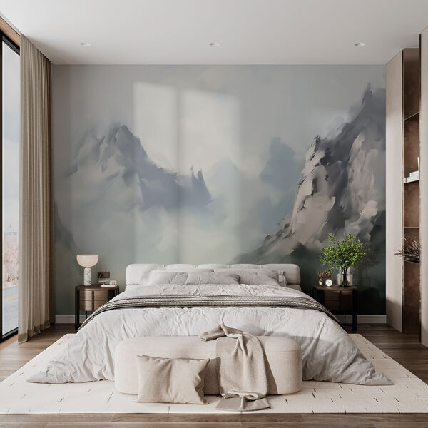 Mountain with clouds in the background Wall murals Mountain with clouds in the background