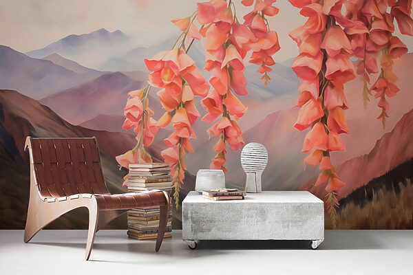 Painting of flowers from a tree Wall murals Painting of flowers from a tree