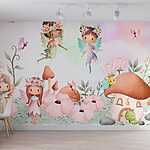 Wall murals Group of fairies in a garden
