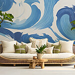 Wall murals Blue and white waves