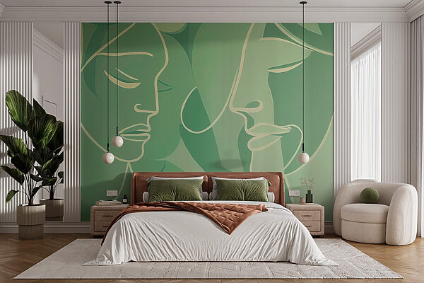 Drawing of a woman’s face Wall murals Drawing of a woman’s face