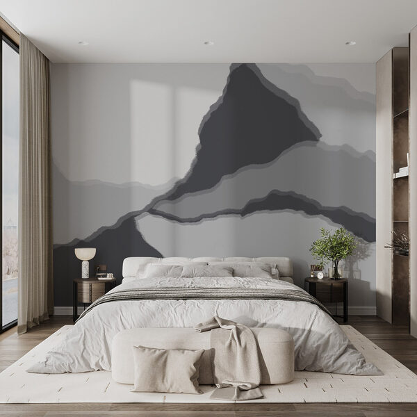 Grey and white image of a mountain Wall murals Grey and white image of a mountain