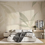 Wall murals Soft leaves create a calming backdrop