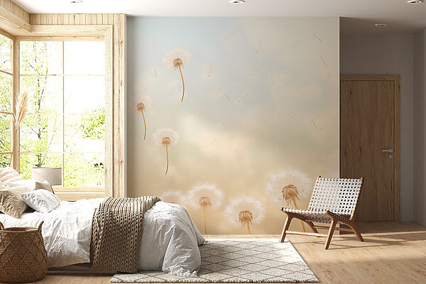 Dandelions blowing in the wind Wall murals Dandelions blowing in the wind