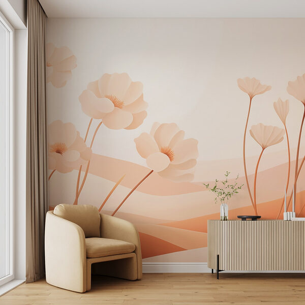 White flowers in a desert Wall murals White flowers in a desert