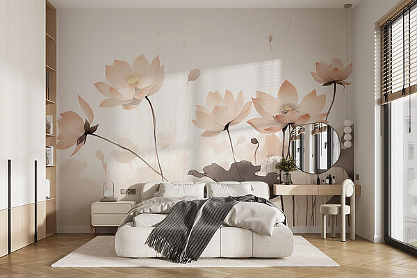 Group of flowers with leaves Wall murals Group of flowers with leaves