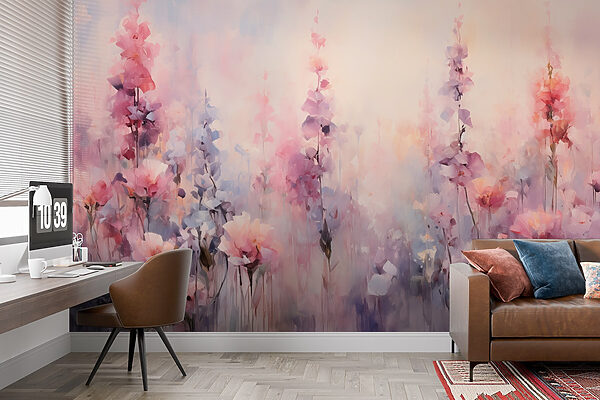 Painting of flowers in a field Wall murals Painting of flowers in a field