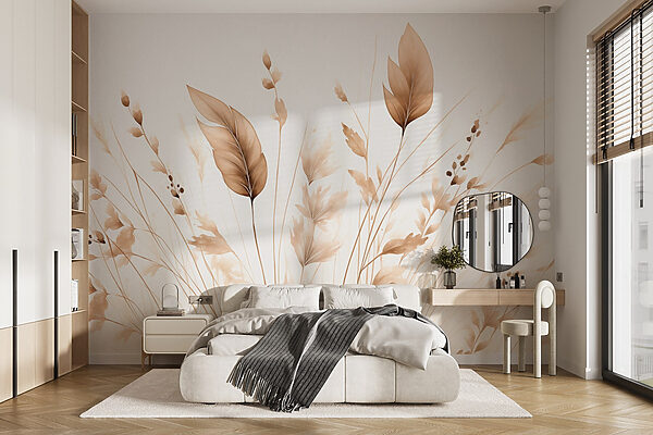 Delicate foliage in soft hues Wall murals Delicate foliage in soft hues