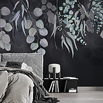 Wall murals Soft leaves against a dark backdrop