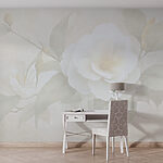 Wall murals White flower with green leaves