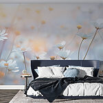 Wall murals Delicate flowers in soft sunlight