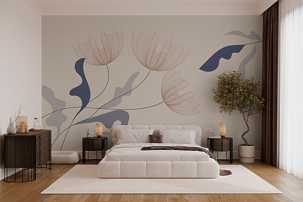 Wall murals Delicate blooms in soft hues (SKU: w03763) Wall murals Wall murals Delicate blooms in soft hues (SKU: w03763)