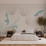 Wall murals Drawing of flowers and leaves