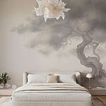 Wall murals Tree with a rock in the background