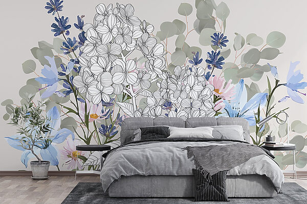 Wall murals Delicate blooms in soft pastel hues (SKU: w03858) Wall murals Wall murals Delicate blooms in soft pastel hues (SKU: w03858)