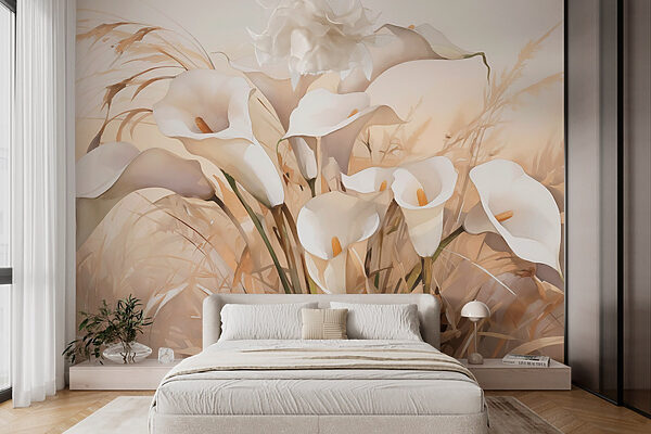 Wall mural Group of white flowers