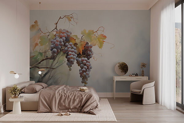 Bunch of grapes on a vine Wall murals Bunch of grapes on a vine