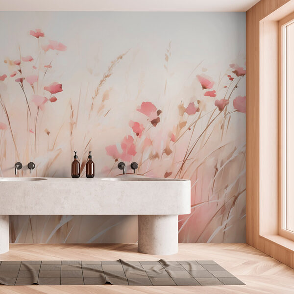 Field of pink flowers Wall murals Field of pink flowers