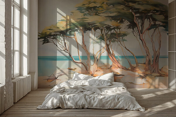 Group of trees on a rocky island Wall murals Group of trees on a rocky island