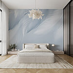 Wall murals White feathers on a white background