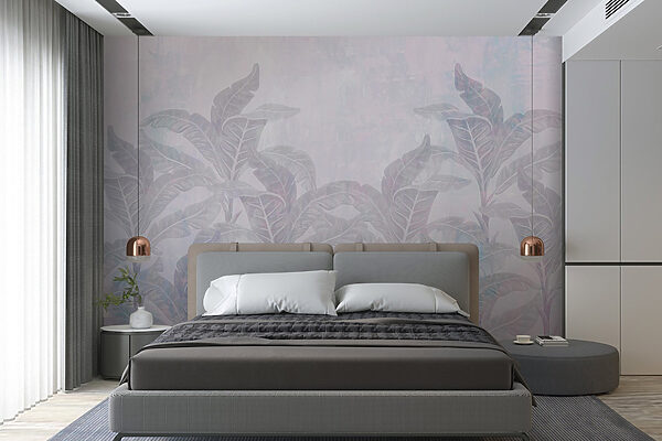 Delicate leaves in soft hues Wall murals Delicate leaves in soft hues