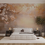 Wall mural Painting of a tree branch with flowers
