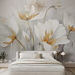 Wall murals Painting of white flowers