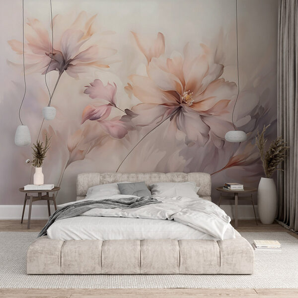 Painting of flowers on a white background Wall mural Painting of flowers on a white background