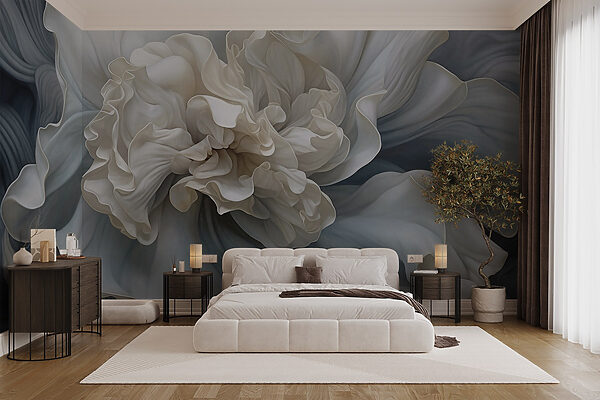 White flower with ruffles Wall murals White flower with ruffles