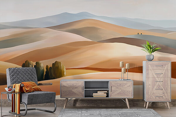 Landscape of hills and trees Wall murals Landscape of hills and trees