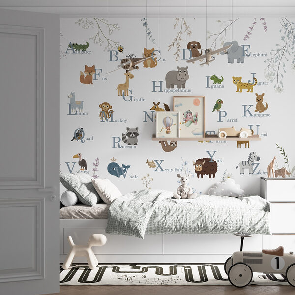Group of animals with letters Wall murals Group of animals with letters