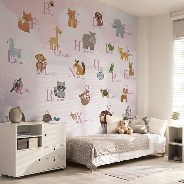 Group of animals with letters Wall murals Group of animals with letters