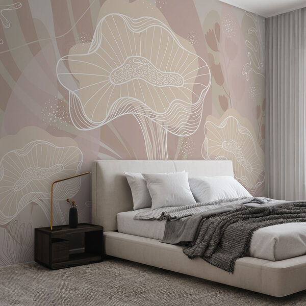 White outline of mushrooms Wall murals White outline of mushrooms